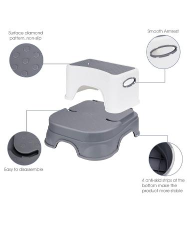 Potty Training Seat with Step Stool Ladder for Kids | Safe Toilet Seat for Boys & Girls | 2-in-1 Design with Splash Guard | Includes 2 Cushions, Cleaning Brush, and Hook | Gray - Buy Online on SooperMarket.com