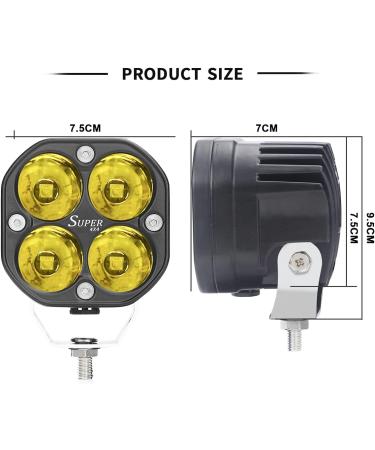 Yellow 3-Inch 40w LED Pods Fog Light Bar for Off-Road Truck Boat ATV UTV 4X4WD - Pair of 80w Amber Spot Lights - Buy Online on SooperMarket.com