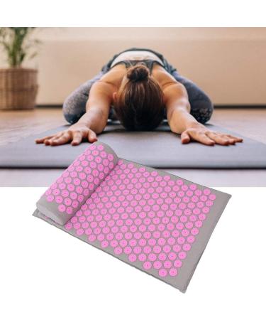 Acupuncture Massage Yoga Mat & Pillow Set for Back Neck & Sciatic Nerve Pain - Light Gray Pink Buckle - Buy Online on SooperMarket.com