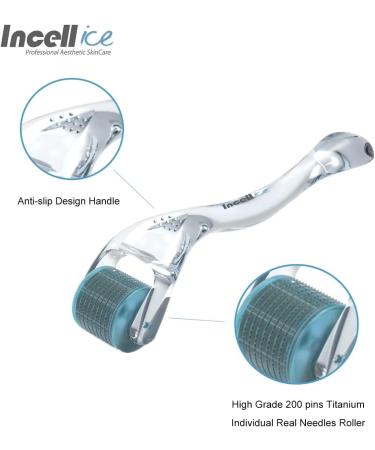 INCELLICE Derma Roller Hair Beard Growth Roller Professional Individual 200 Real Needles 0.5mm Microneedle Roller for Face Derma Scalp Roller Titanium Spikes for Men and Women - Buy Online on SooperMarket.com