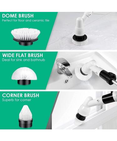 GOFOIT 360-degree Cordless Electric Spin Scrubber with Long Handle - Shower, Tub, and Tile Power Scrubber with 3 Multi-Purpose Brush Heads - Buy Online on SooperMarket.com