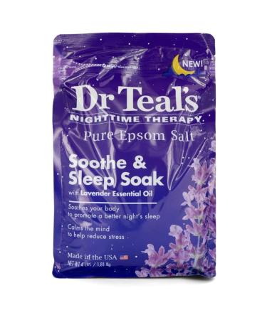Dr. Teal's Soothe & Sleep Lavender Pure Epsom Salt Soaking Solution (4lb. Bag) - Essential Oils Relax the Mind and Promote a Better Nights Sleep - Relieve Stress & Any Tired Achy Muscles at Home Lavender 4 Pound (Pack o...