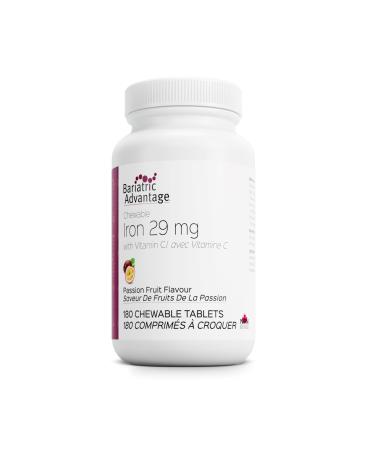 Bariatric Advantage Chewable Iron 29mg with Vitamin C - Passion Fruit-Flavored - 180 Chewable Tablets