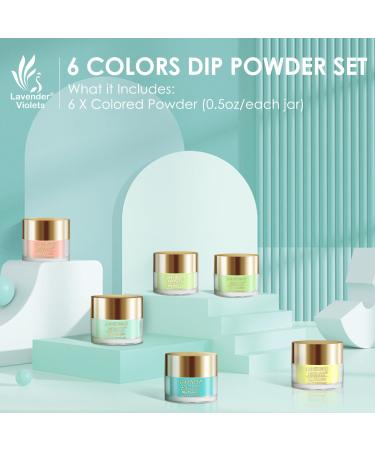 Lavender Violets 14g x 6 Colors Acrylic Dip Powder French Nail Art Manicure - Neon Yellow Green J211 - Buy Online on SooperMarket.com