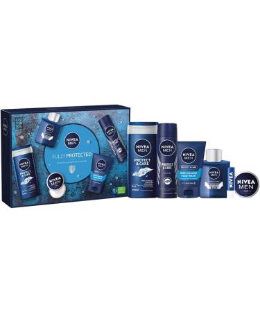 NIVEA MEN Fully Protected Gift Set (5 Pieces) Men's Toiletry Gift Set Includes Shower Gel Face Wash Moisturising Cream After Shave Balm and Anti-Perspirant - Buy Online on SooperMarket.com