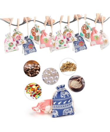 RORPOIR 51pcs Christmas Countdown Calendar Christmas Calendar Pouch Christmas Hanging Halloween Burlap Bag - Buy Online on SooperMarket.com