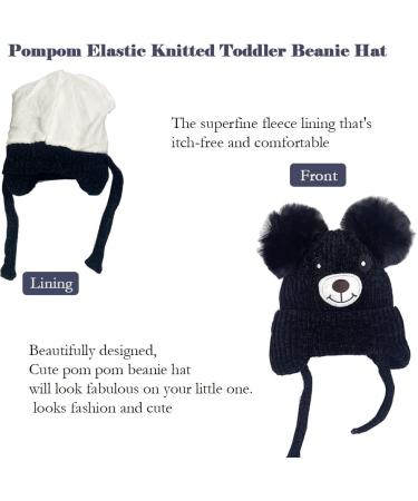 Cute Bear Kids Winter Hat with Ear Flaps | Chenille Knitted Warm Hat for Baby Girls Boys | Fleece Lined Earflap Cap | Toddler Cold Weather Beanie - Buy Online on SooperMarket.com
