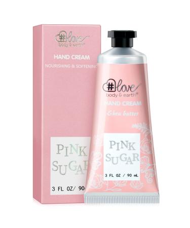 BODY & EARTH  LOVE Hand Lotion for Dry Hands - Moisturizing Hand Cream Enriched with Shea Butter and Vitamin E  3.0 oz/90ml Travel Size Lotion  Birthday Gift for Women Christmas Mother's Day pink sugar 90ml