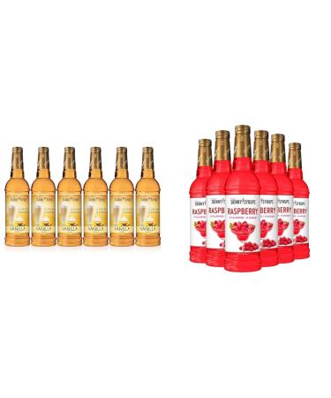 Jordan's Skinny Syrups Vanilla Syrup (750ml Sugar-Free Zero Calorie Keto Friendly) & Raspberry Syrup (750ml Sugar-Free Zero Calorie Keto Friendly) - Fruity & Sweet Guilt-Free Coffee Flavor Duo