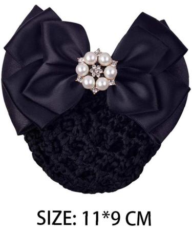 Women Hair Bun Cover Net Snood Hairnet Bowknot Barrette Hair Clip Bow Lace Flower Hair Accessories(Black) - Buy Online on SooperMarket.com