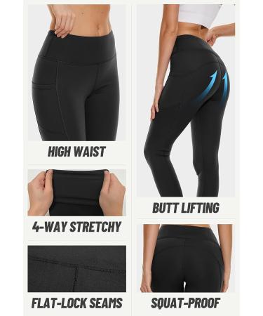 Fleece Lined Leggings with Pockets for Women - High Waisted Winter Yoga Pants - Black X-Large - Buy Online on SooperMarket.com