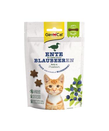 Gimcat Soft Snacks Duck with blueberries - soft and protein -rich cat delicacies without added sugar - 1 bag (1 x 60 g) 60 g (1 Pack) duck with blueberries