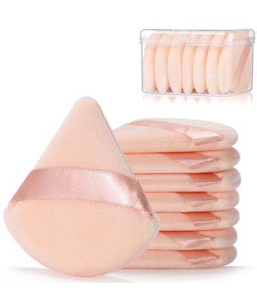 8 Pcs Cotton Powder Puff Face JASSINS Triangle super soft Both dry and wet Makeup Setting Puff For Concealer/Loose Powder/Body Powder/Foundation/Blush Makeup Sponge Set (Nude)