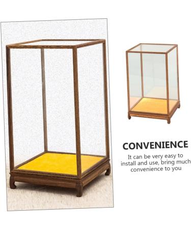 ORFOFE Box Wood Carving Glass Cover clear display stand buddha display stand Display Accessory toy shelf 17x12cm Assorted Color - Buy Online on SooperMarket.com