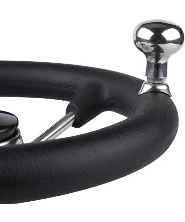 Pebbly Beach 11 Marine Boat Steering Wheel - Stainless Steel 5 Spoke with Knob and Foam Grip - Buy Online on SooperMarket.com