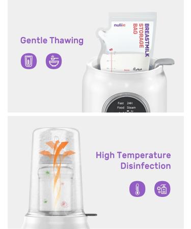 Nuliie 6-in-1 Baby Bottle Warmer with Smart Temperature Control - BPA-Free Food Warmer & Defroster for Breastmilk/Formula - White - Buy Online on SooperMarket.com