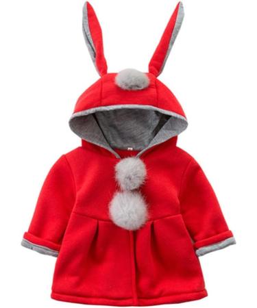 Cute Rabbit Ears Hooded Baby Girl Cloak Coat | TMEOG Newborn Toddler Outwear Winter Clothes 18-24 Months Red - Buy Online on SooperMarket.com
