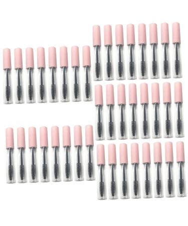 HAPINARY 40 Pcs Mascara Tube Makeup Sample Jars Portable Brush Brow Tube Abs Pink