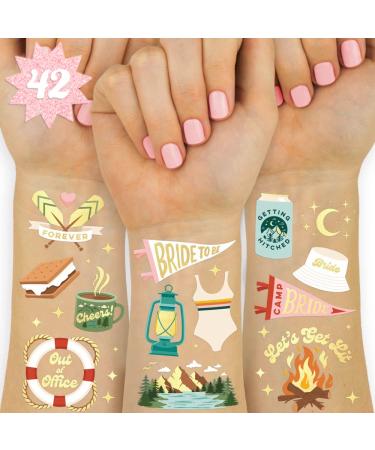 xo  Fetti Camp Bachelorette Temporary Tattoos - 42 Gold Metallic Styles | Glamping Bach Party Decoration  Camping Bridal Accessory  Bridesmaid Favor  Bride to Be Gift + Bridal Shower Supplies