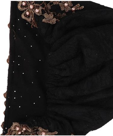 Soft Vintage Black Turban Head Wrap - Comfortable Embroidered Hair Turban for Everyday Use - Ideal Gift - Buy Online on SooperMarket.com