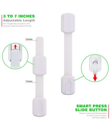Child Safety Cabinet Locks - Baby Proofing Latches for Cabinets, Drawers, Cupboards, Fridge, Toilet - 8 Pack White & Black - Buy Online on SooperMarket.com