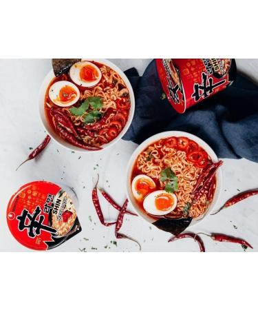 TOPLINE Shin Cup Noodles Multipack - 2 Boxes of 6 x 86g Gourmet Hot & Spicy Instant Pot Korean Noodles with Topline Card for Packed Lunch Snacks Camping Meals - Buy Online on SooperMarket.com