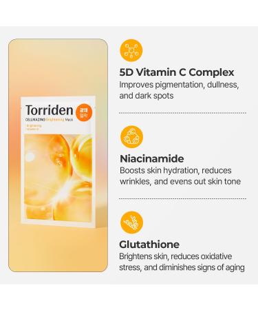 Torriden CELLMAZING Vita C Sheet Mask - 10 Sheets for Radiant Skin Tone & Complexion Improvement - Buy Online on SooperMarket.com