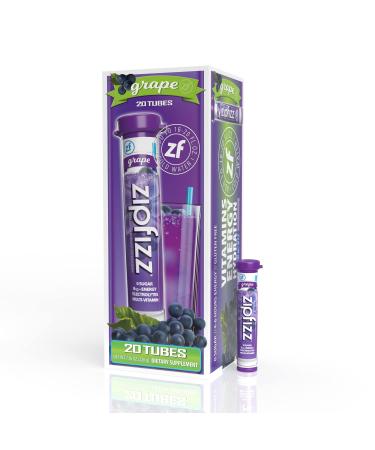 Zipfizz Energy Drink Mix, Electrolyte Hydration Powder with B12 and Multi Vitamin, Grape (20 Pack) Grape (Pack of 20)