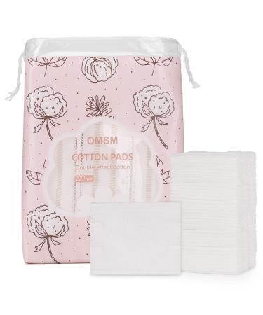 OMSM Cotton Pads, Facial Lip & Eye Makeup Remover Pads,100% Pure Cotton Effective Cosmetic Cotton Squares,Hypoallergenic, Lint-Free(222PCS)