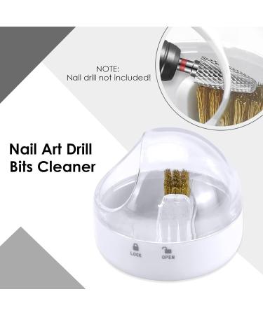 AMAZDIP Nail Drill Bits Cuticle Cleaner Case Tool - 2-in-1 Steel Wire & Nylon Brush for Carbide/Ceramic Bits - White - Buy Online on SooperMarket.com