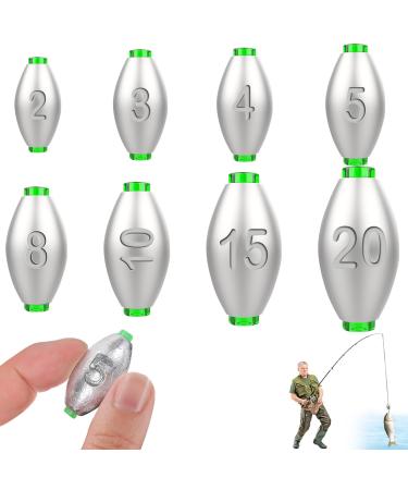 50 pieces of punch fishing the latest fishing lead lead fishing base lead fishing accessories set for outdoor sports fishing 8 sizes 2g/3g/5g/8g/10g/20g Silbrig