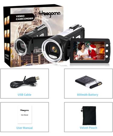 Heegomn Video Camera Camcorder 2.7K 36MP Vlogging Recorder for YouTube TikTok | 2.8'' LCD Screen, 8X Digital Zoom | Ideal for Teens & Beginners - Buy Online on SooperMarket.com