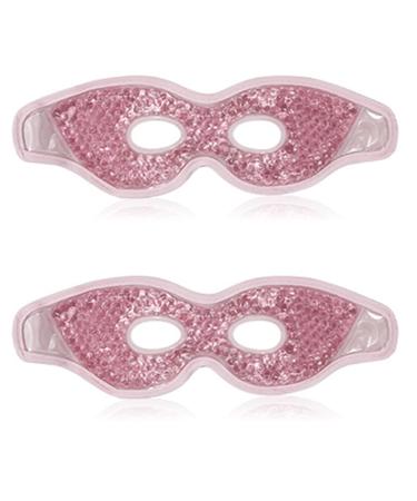 2 pieces of eye mask cooling cold face mask reusable eye mask with gel beads cooling sleeping mask ice mask for migraines/dark circles/headache/dry eyes (pink)