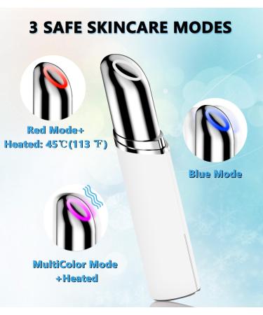 Neck Face Massager - BUV Mini LED Sculpting Tool with 3 Color Modes & Vibration for Enhanced Skin Care - Baby White - Buy Online on SooperMarket.com