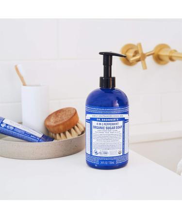 Dr. Bronner's Organic Sugar Soap (Peppermint 24oz) - 4-in-1 Vegan Formula for Hands, Body, Face, and Hair - Cleanses, Moisturizes, and Nourishes - Buy Online on SooperMarket.com