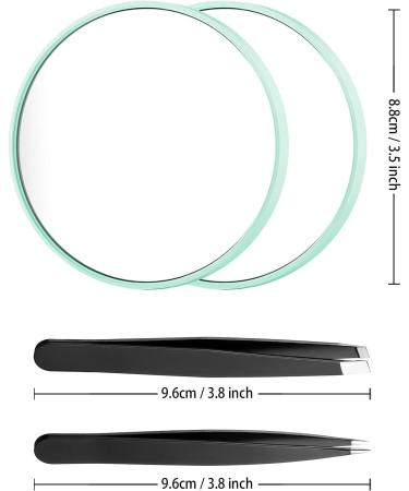 Funtopia 20X/10X Magnifying Mirror and Tweezers Kit - Compact Travel Mirror for Makeup, Eyebrow Tweezing, Blackhead & Blemish Removal - 3.5 Inch Green - Buy Online on SooperMarket.com