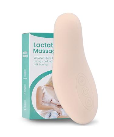 FafeICY Lactation massager IPX7 USB-Silicon heating vibration massager assumes muted design for quietly clogged channels mastitis 1 hour charging time (pinky white)