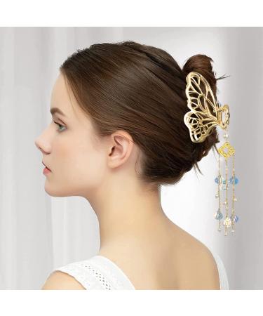 Shop Stylish Metal Hair Clips - 4-Pack Gold Butterfly Design | Fashionable & Slipproof Hair Jewelry - Buy Online on SooperMarket.com