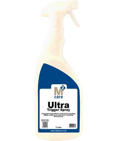 M2 Care Ultra 1 Litre Trigger Spray + 2 x All Round 300GSM White Microfibre Cloths