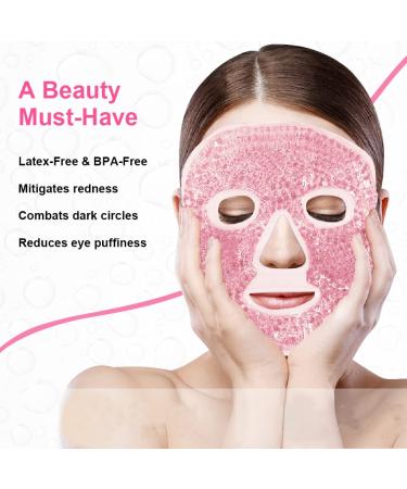 CONBELLA Pink Cooling Face Mask for Dark Circles, Puffiness, Migraines, Headache, Stress, Redness, Acne - Hot/Cold Therapy for Women and Men - Buy Online on SooperMarket.com