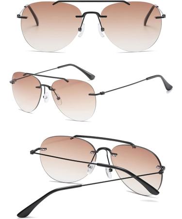 Koosufa Frameless Bifocal Reading Sunglasses for Men & Women - Anti-Blue Light UV Protection Outdoor Reading Aid (1.0 - 4.0 2 Colors) - Buy Online on SooperMarket.com