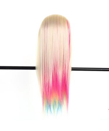 Exercise head hairdressing head Training heads Salon hairdresser hair practice colorful training practice Shop window doll model head with a free comb (22.4 26inch hair length) (#6 White & Multicolor)