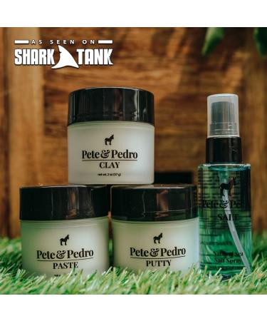 Pete & Pedro CORE FOUR Hair Kit - Men's Hairstyling Set | Hair Clay Paste Putty & Sea Salt Spray | Shark Tank Featured | 2 oz Each - International Shipping Available - Buy Online on SooperMarket.com