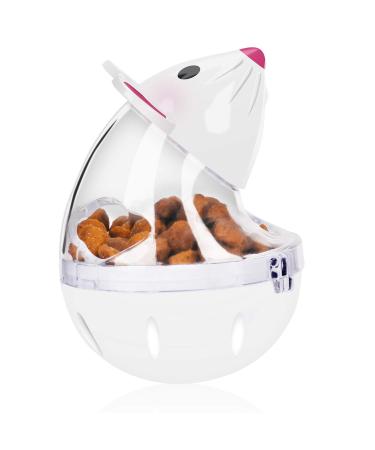 Legendog Small Cat Slow Feeder Cat Food Ball Mice Water Droplet Bone Tumbler Shaped Pet Treat Ball Cat Food Toy Ball Pet Food Ball White