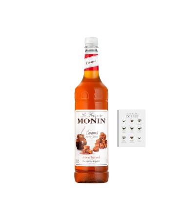 Monin Coffee Caramel Syrup 1000ml for Coffee. 100% Natural Flavours and Colourings Vegan-Friendly Allergen-Free with Gift Harbour Coffee Recipe Card