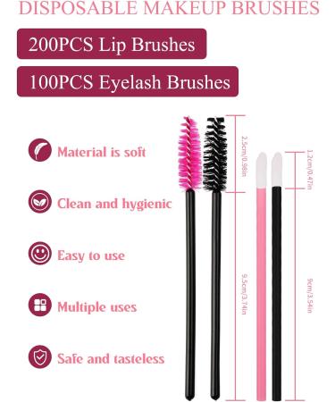 Yokilly 300PCS Disposable Mascara & Lip Wands Set - Makeup Tool Kit with Organizer Box (Black+Pink) - Buy Online on SooperMarket.com