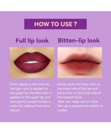 Gireatick 4pcs Two-tone Lipstick set 3 Matte + 1 Glitter Silky Texture Velvet Lipstick 2 in 1 Lipstick and Lip Liner for Long Lasting Bitten Lip-look Lip Makeup - Buy Online on SooperMarket.com