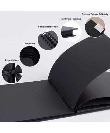 OLAI Scrapbook Photo Album 80 Pages DIY Craft Paper Book Set + Metal Pen - Black | Anniversary Wedding Graduation Travel Album - Buy Online on SooperMarket.com