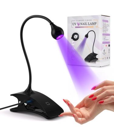 AORAEM LED Nail Lamp 3W LED Nail Light for Gel Nails Flash Cure Gel Nail Polish with 3 Timers Gel x Nail Lamp Professional Portable Gooseneck U V Lamp for Nails Home DIY CC-Touch-Black