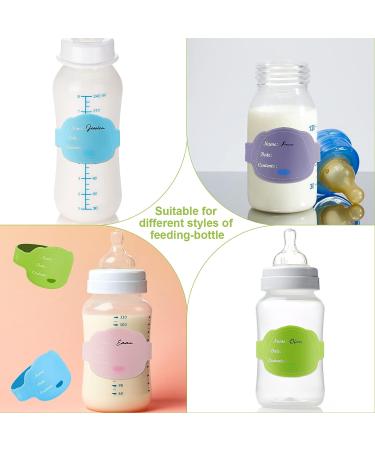 12 Pcs Baby Bottle Labels for Daycare - Reusable Silicone Name Bands with Marker Pens | Waterproof Day Care Essentials in Dog Design - 6 Colors - Buy Online on SooperMarket.com